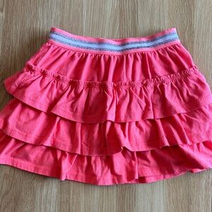 Mini Boden Pink Ruffle Skirt with Silver Stripe